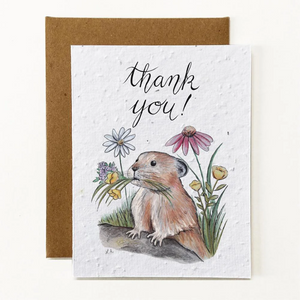 Thank You Pika Eco-Friendly Greeting Card by Verdant Paper Co.
