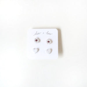 Floral + Heart 2-pack Stud Earrings by Dax + Leni