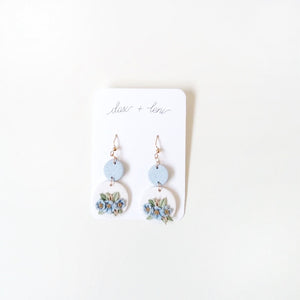 Blue + Floral Dangle Earrings by Dax + Leni