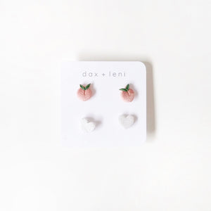 Peach + Heart Stud Earrings by Dax + Leni