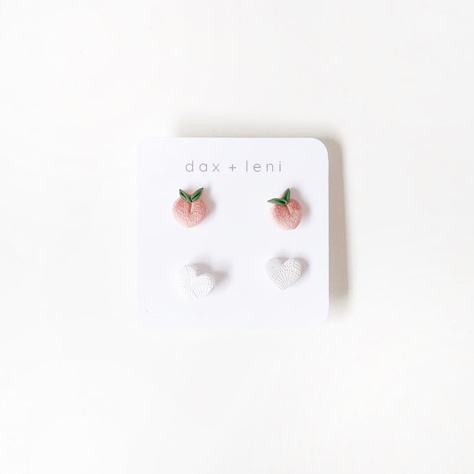Peach + Heart Stud Earrings by Dax + Leni