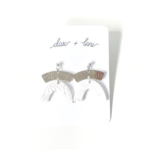 White + Silver Arch Earrings by Dax + Leni