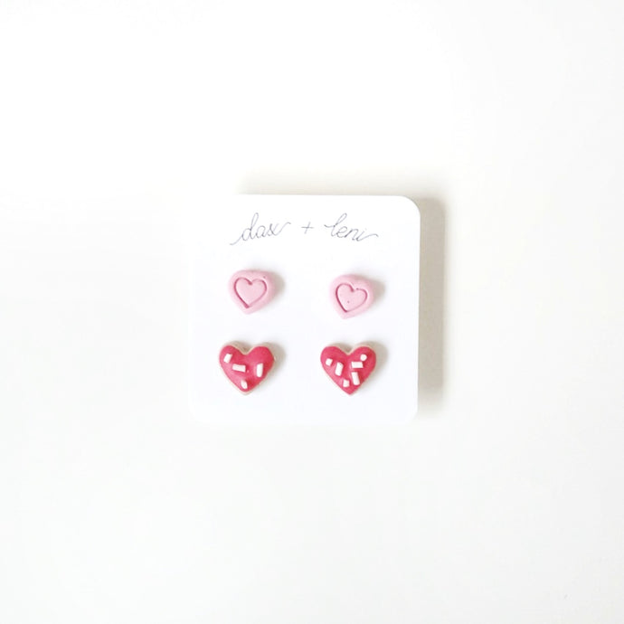 Sugar Cookie + Pink Heart 2-pack Stud Earrings by Dax + Leni