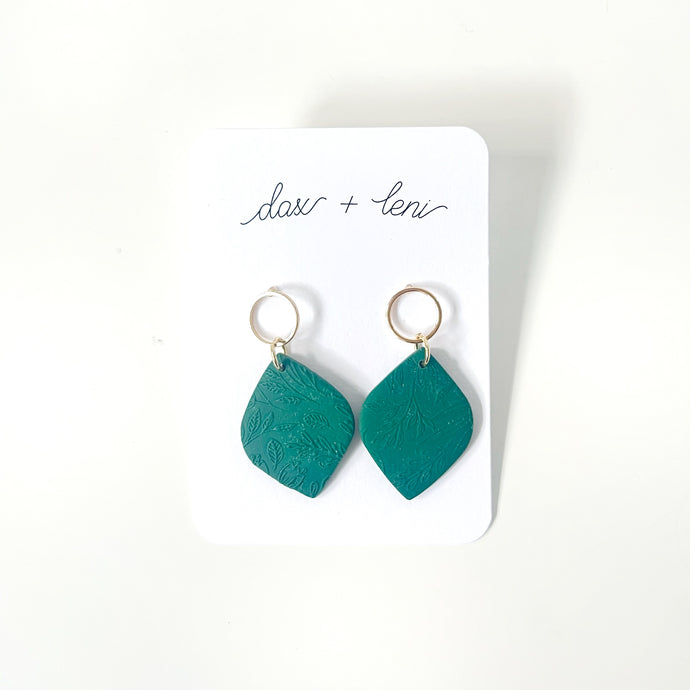 Green + Gold Dangle Earrings by Dax + Leni