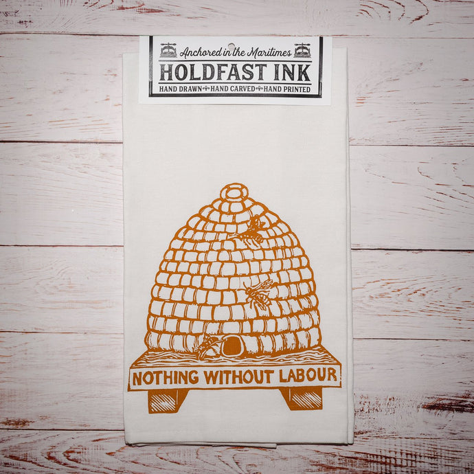 Bee Skep Cotton Tea Towel by Holdfast Ink