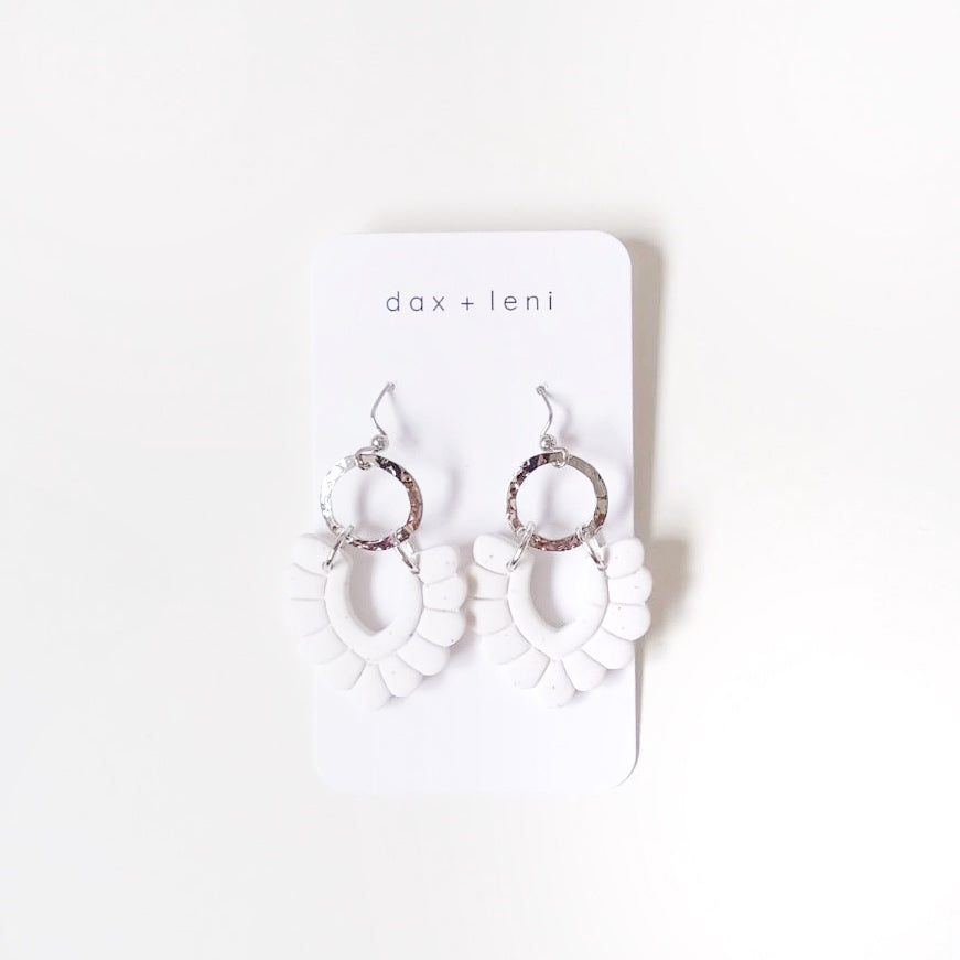 White/Silver Dangle Earrings by Dax + Leni