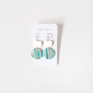 Blue Green + Gold Dangle Earrings by Dax + Leni