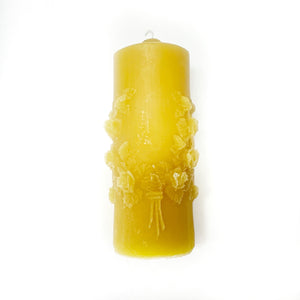 Pillar with Flowers Beeswax Candle by Pearlhouse Farm