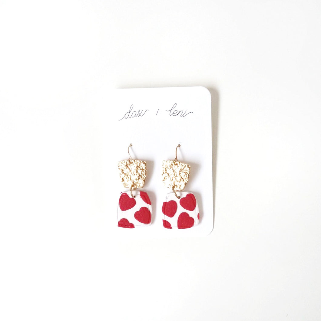 Gold + Red/White Earrings by Dax + Leni