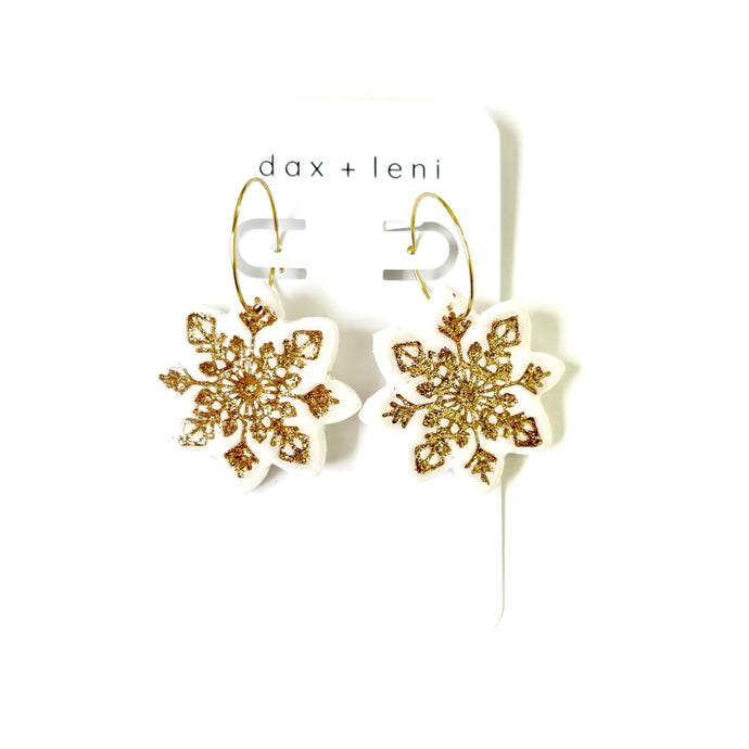 Gold Large Snowflake Earrings by Dax + Leni