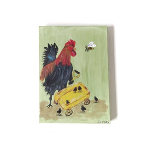 Rooster + Wagon by Happy Hen Art