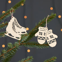 Skates and Mitts Wooden Ornaments