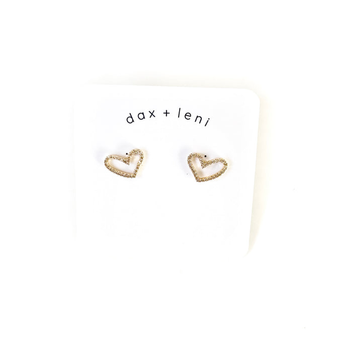 Gold Heart Stud Earrings by Dax + Leni