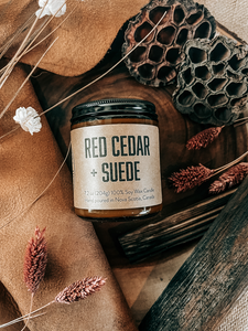 RED CEDAR & SUEDE  Soy Candle by Lawrencetown Candle Co.