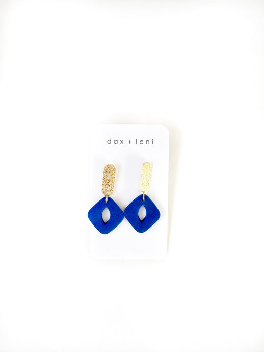 Blue + Gold Dangle Earrings by Dax + Leni