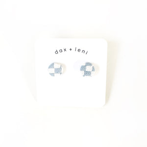 Checkered Blue Stud Earrings by Dax + Leni on
