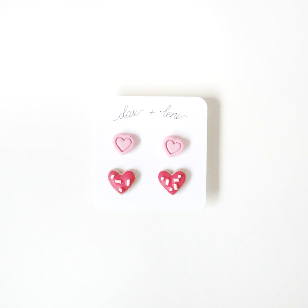 Sugar Cookie + Pink Heart 2-pack Stud Earrings by Dax + Leni