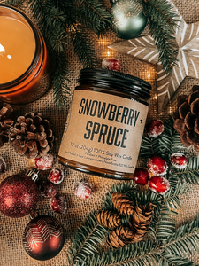 SNOWBERRY + SPRUCE Soy Candle by Lawrencetown Candle Co.