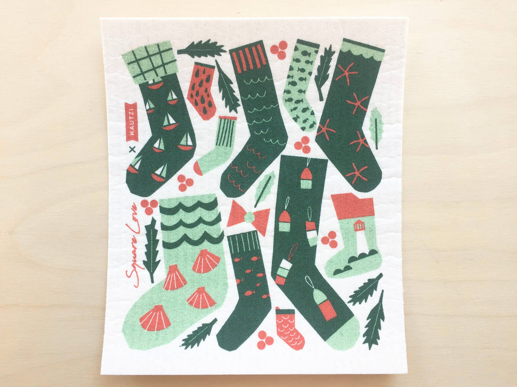 Seaside Stockings Swedish Dishcloth by Square Love