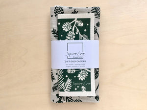 Borealis Gift Duo | 1 Tea Towel 100% Linen + 1 Sponge Cloth by Square Love