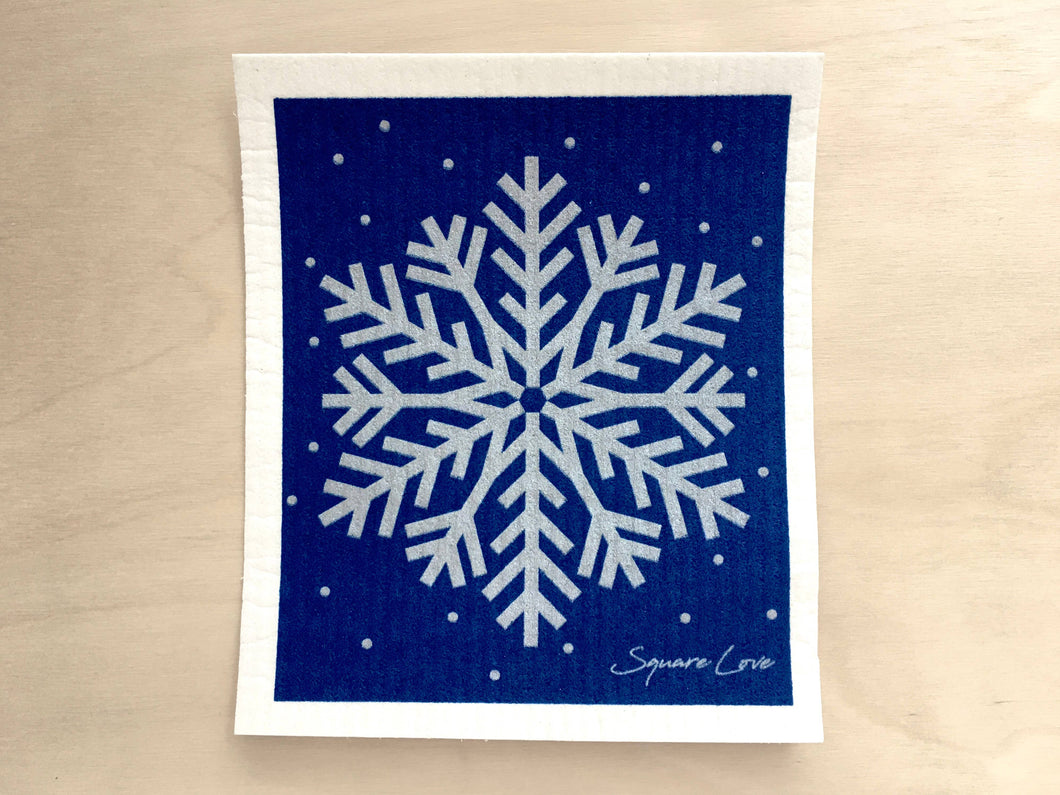 Silver Snowflake Swedish Dishcloth by Square Love