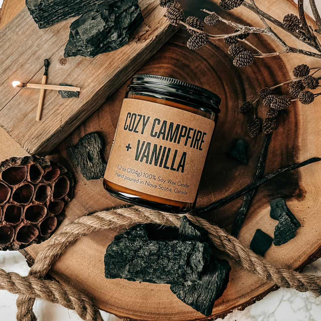 COZY CAMPFIRE + VANILLA Soy Candle by Lawrencetown Candle Co.