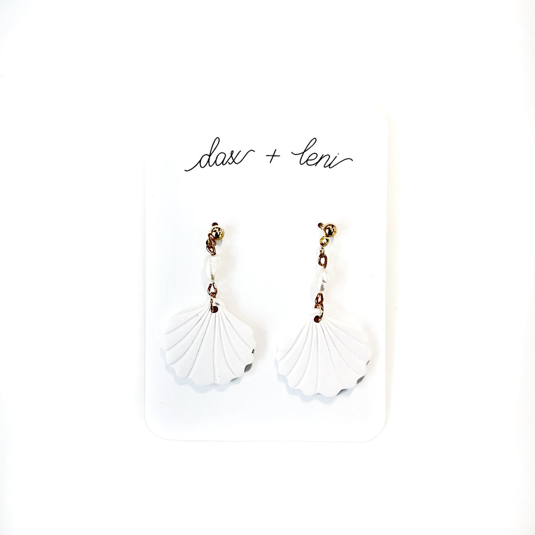 Seashell + Pearl Earrings by Dax + Leni
