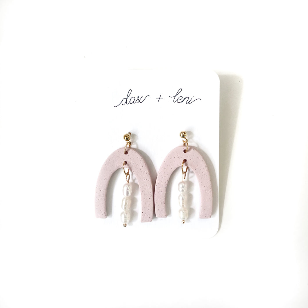 Pink + Pearl Dangle Earrings by Dax + Leni