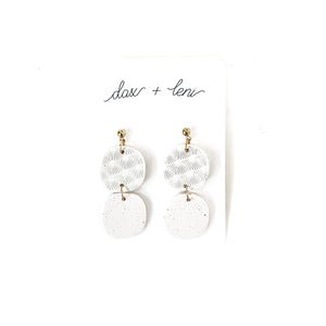 White + Gold Dangle Earrings by Dax + Leni