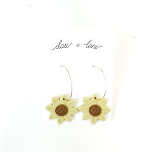 Yellow Sunflower Hoop Earrings by Dax + Leni