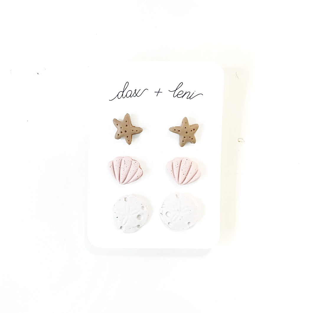 Beach Themed Stud Earrings (package of 6) by Dax + Leni