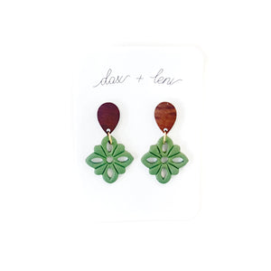 Green + Wood Dangle Earrings by Dax + Leni
