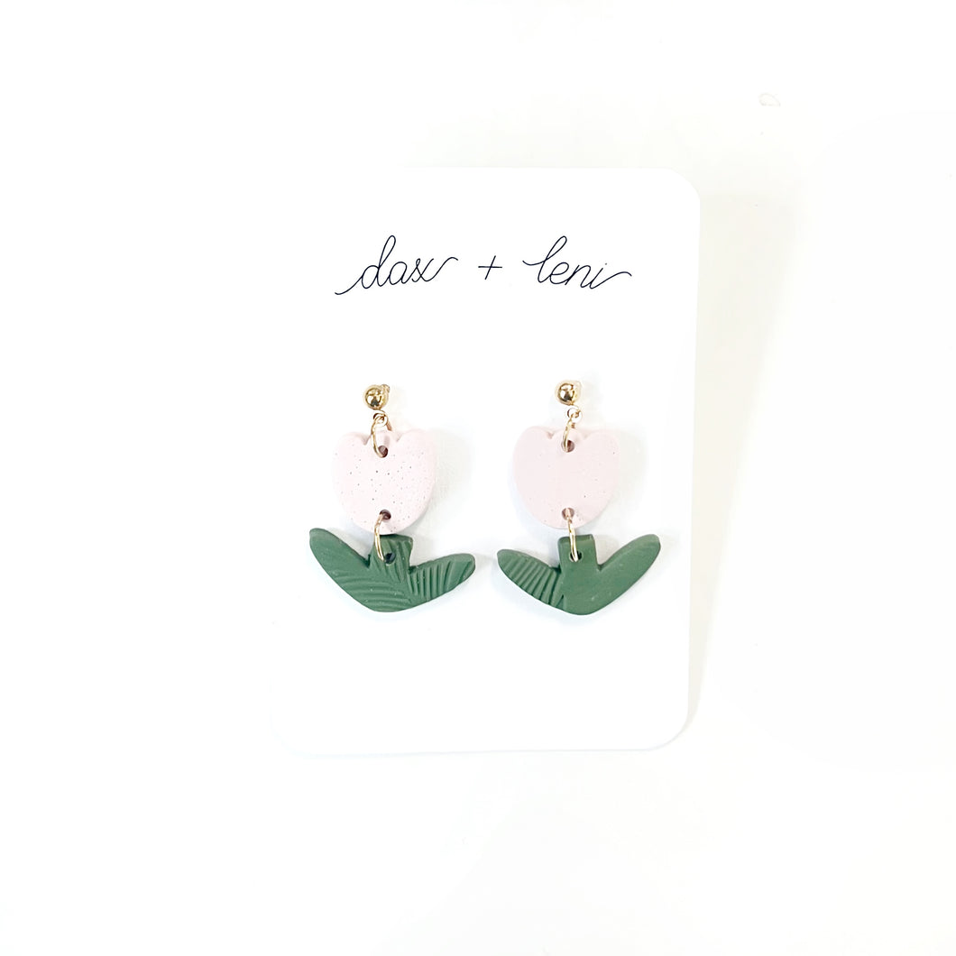 Pink + Green Flower Earrings by Dax + Leni