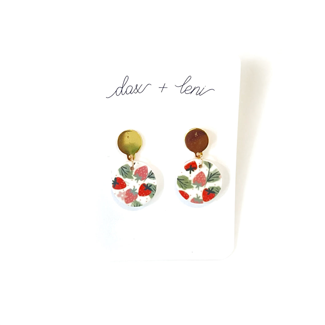 Strawberry + Gold Small Circle Earrings by Dax + Leni