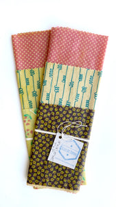 7” x 7, 10” x 10”, and 13” x 13” square beeswax wrap set