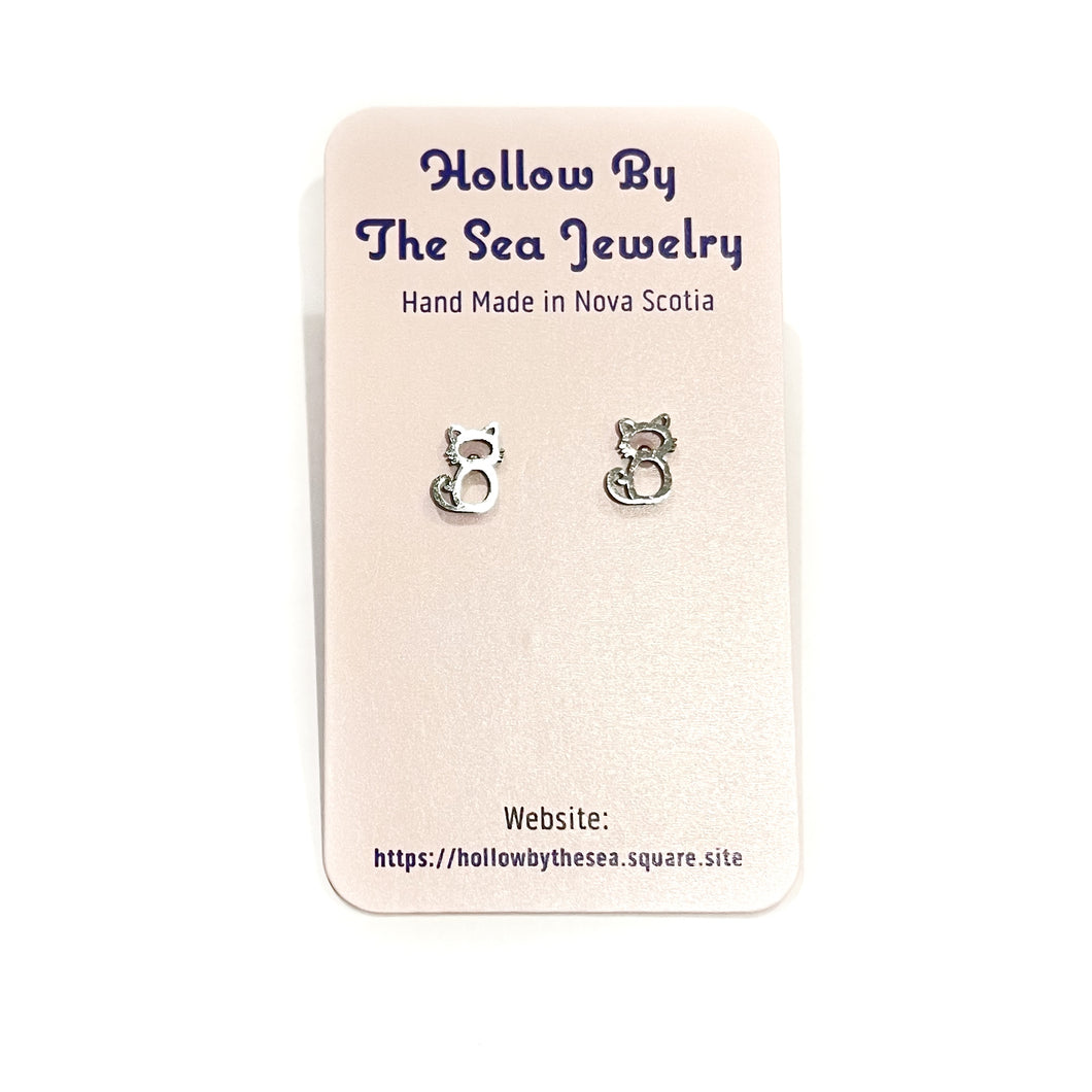 Cat Stud Earrings by Hollow by the Sea Jewerly