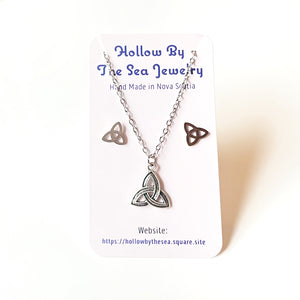 Fancy Triquetra Pendant Necklace + Earring Set by Hollow by the Sea Jewerly