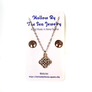 Celtic Pendant Necklace + Earring Set by Hollow by the Sea Jewerly