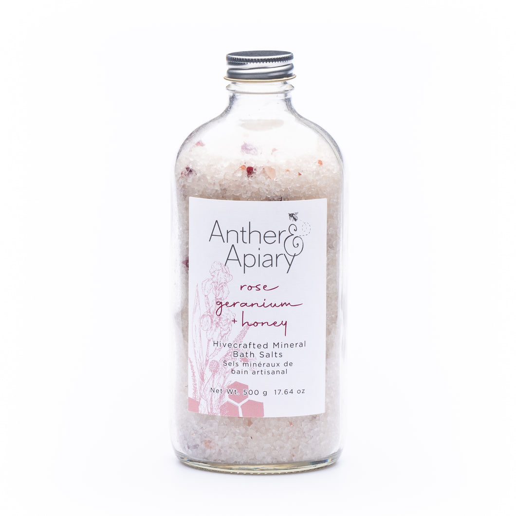 Rose Geranium + Honey Bath Mineral Salt 500 g