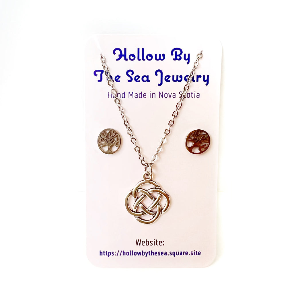 Celtic Necklace + Earring Set by Hollow by the Sea Jewerly