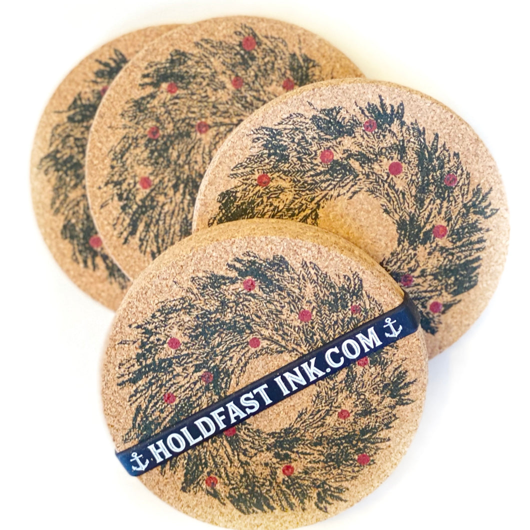 Balsam Wreath Coaster Set by Holdfast Ink