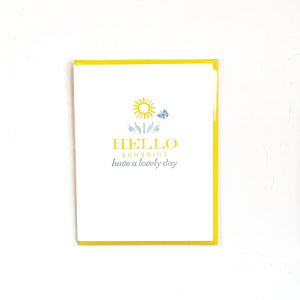 Hello Sunshine Have a Lovely Day Vintage Letterpress Card