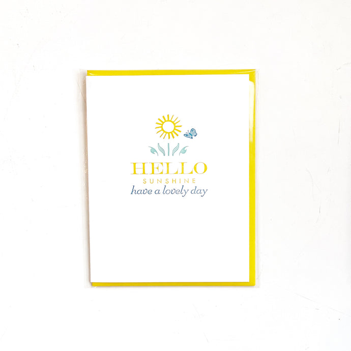 Hello Sunshine Have a Lovely Day Vintage Letterpress Card
