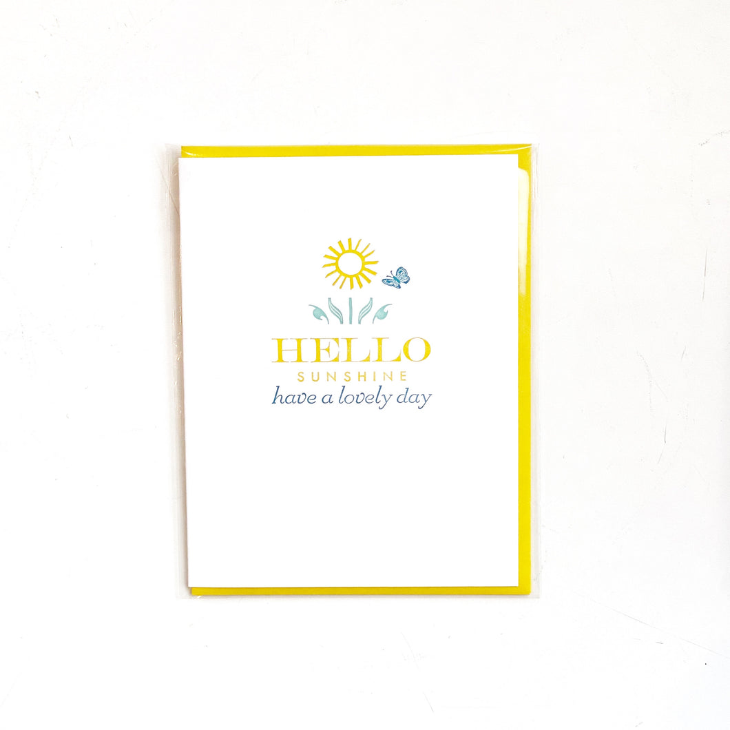 Hello Sunshine Have a Lovely Day Vintage Letterpress Card