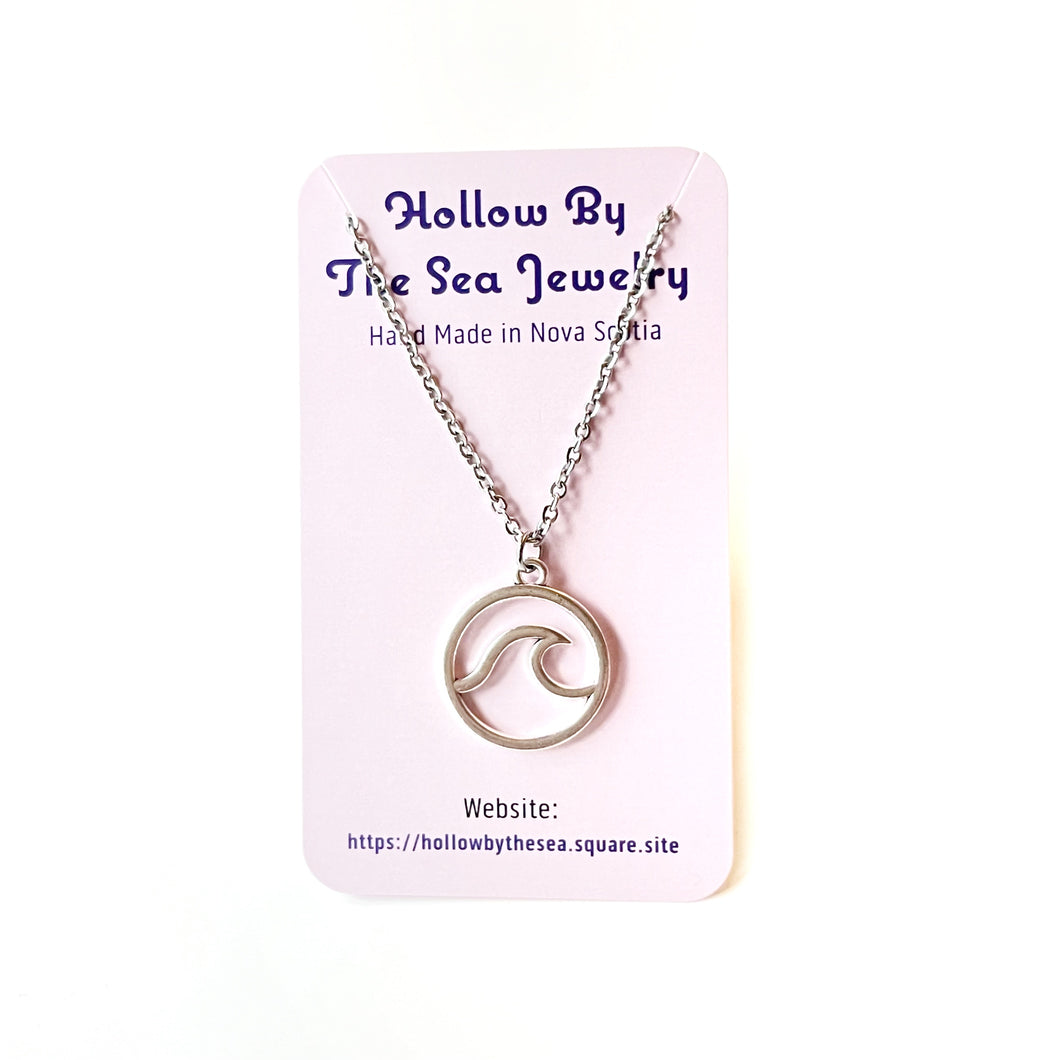 A Single Wave Large Pendant Necklace by Hollow by the Sea Jewerly