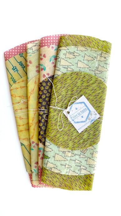 6”, 10”, and 12” Round beeswax wrap set