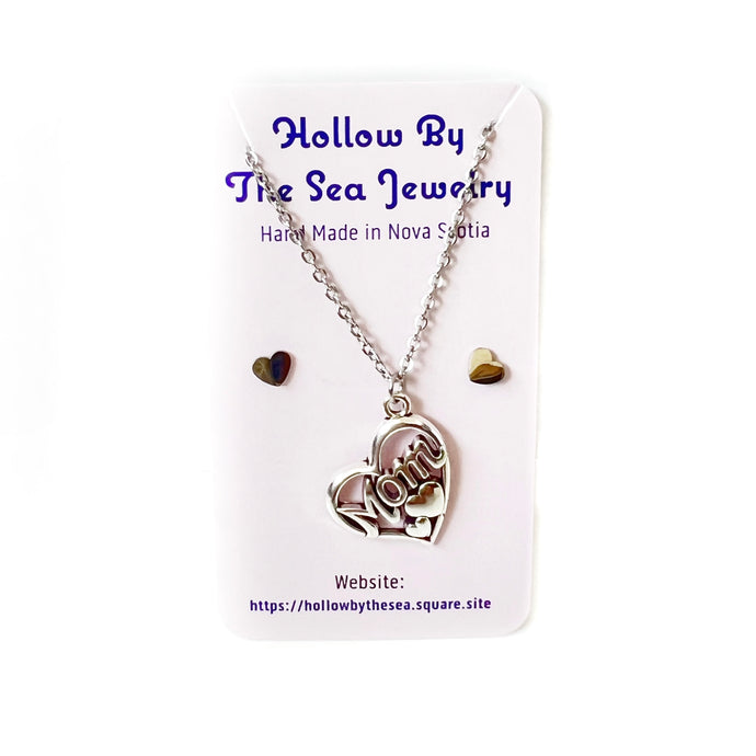 Mom Heart Pendant Necklace + Earring Set by Hollow by the Sea Jewerly
