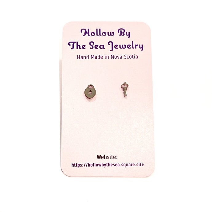 Lock and Key Stud Earrings by Hollow by the Sea Jewerly