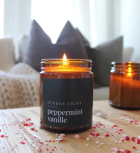 Peppermint Vanille Soy Candle by Sunday Light Candle Co.