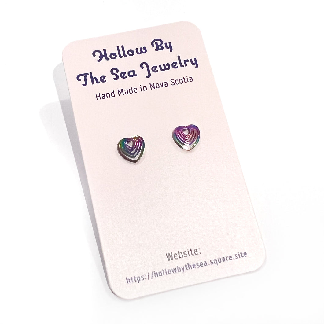 Multicolor Heart Stud Earrings by Hollow by the Sea Jewerly
